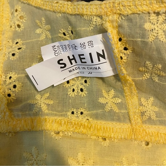 NWOT SHEIN Yellow Schiffy Ruffle Trim Knot Back Crop Top Women’s Size XL - Picture 13 of 14